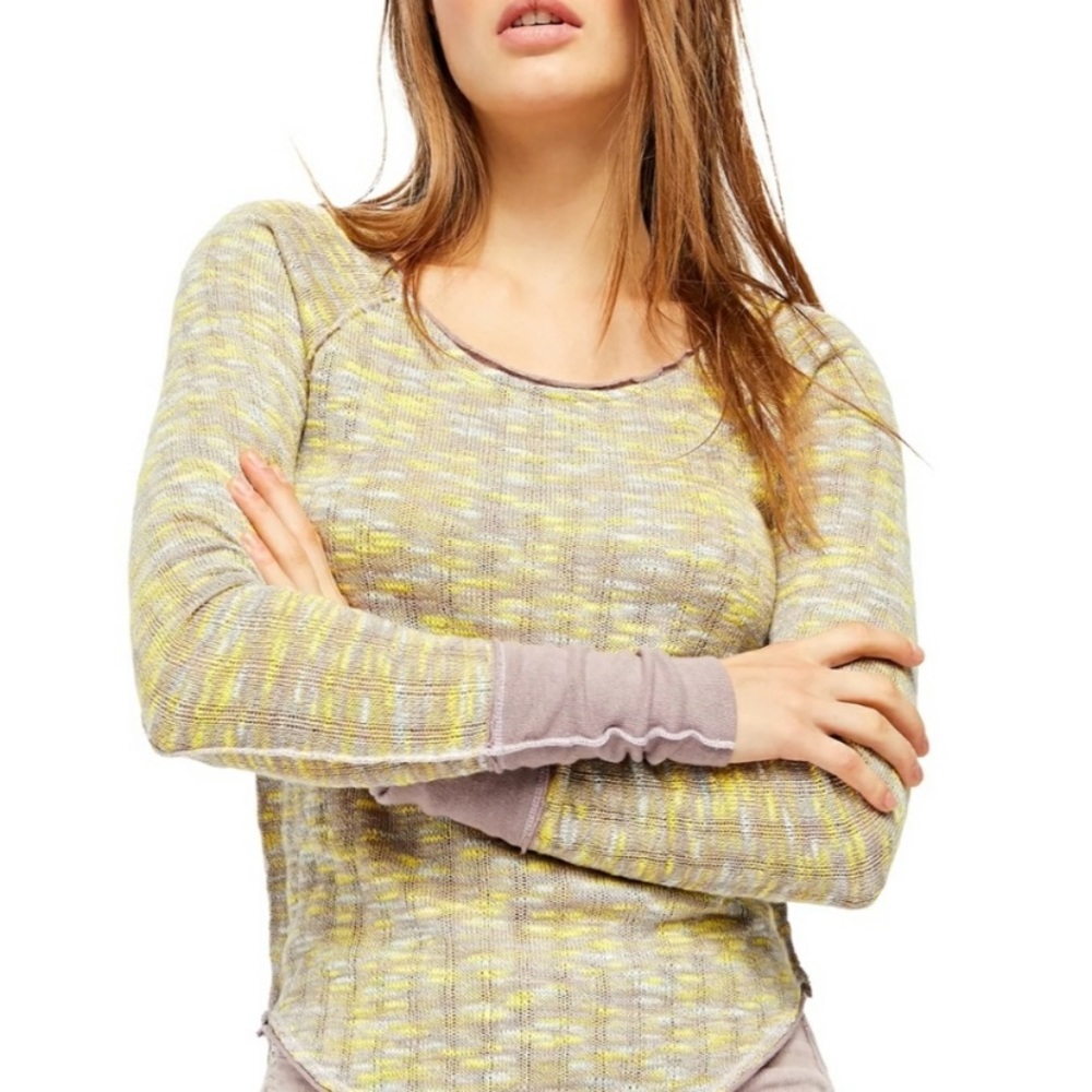 NWT Free People Spaced Out Long Sleeve Kit Top L